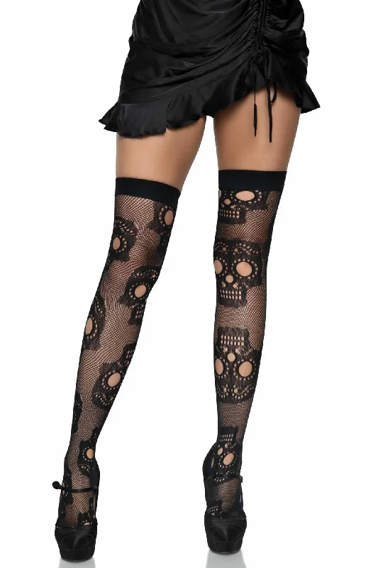 Women's Tights for Evening WearSugar Skull Net Thigh Highs