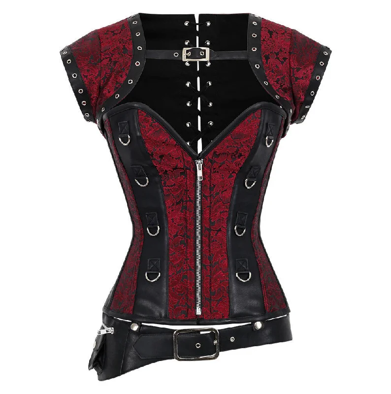 Bohemian - style corsets with tassels and embroideryMarla Brocade & Faux Leather Gothic Corset Bohemian - style corsets with tassels and embroideryMarla Brocade & Faux Leather Gothic Corset