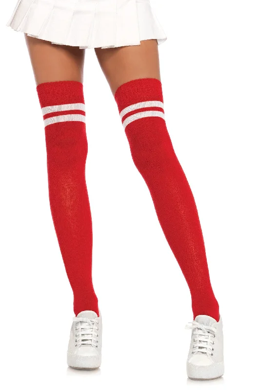 Footless Tights for WomenRibbed Athletic Thigh High Stockings