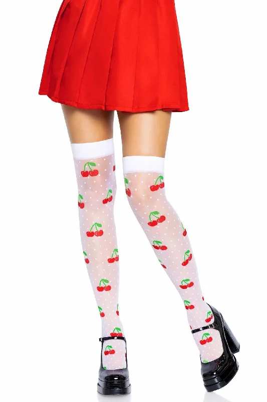 Women's Tights for YogaSpandex Sheer Polka Dot Cherry Thigh High Stockings