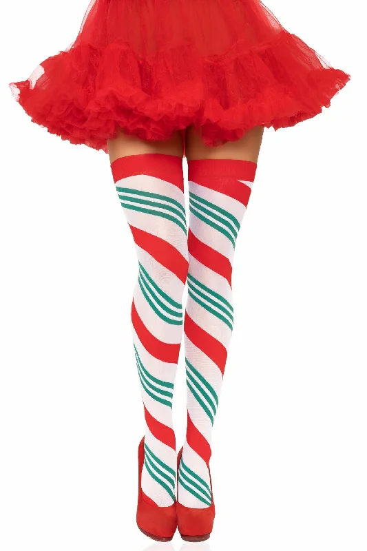 Women's Tights with PatternsPeppermint Striped Thigh High Stockings