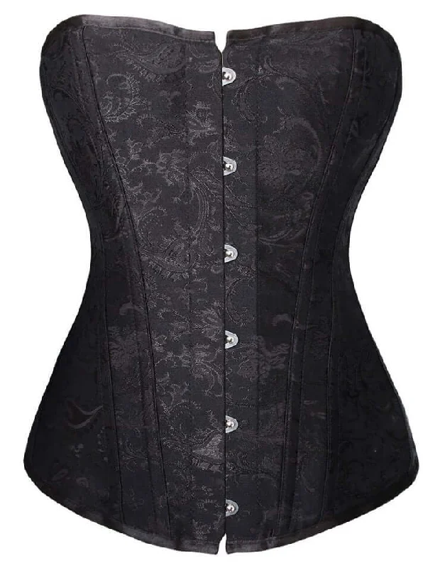 Striped corsets for a preppy and nautical vibeBlack Steel Jacquard Overbust Corset