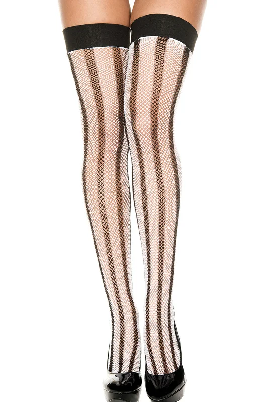 Plus Size Women's TightsBlack and White Fishnet Thigh Highs