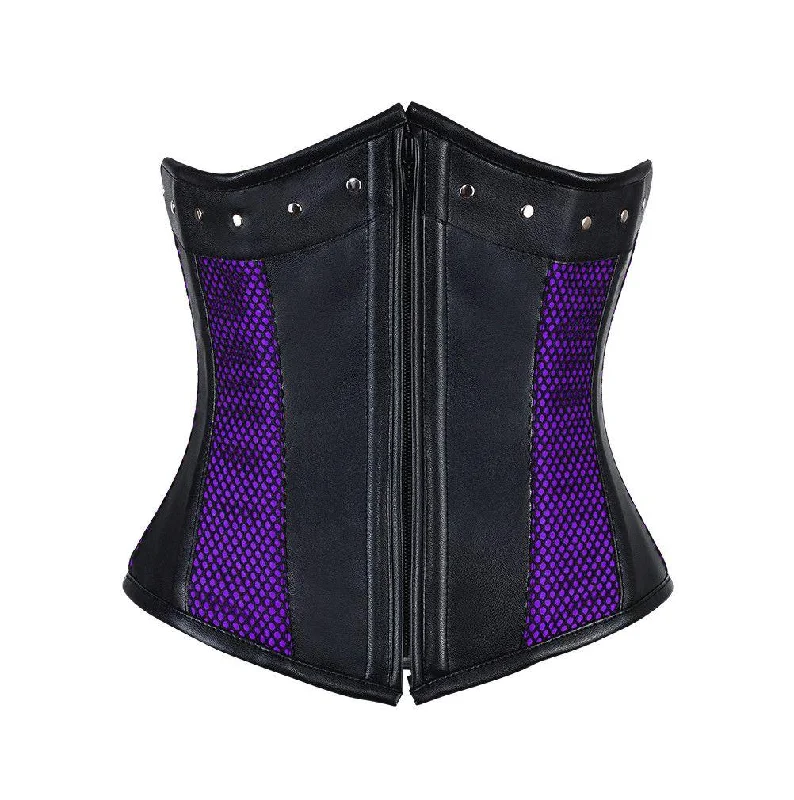 Vintage - style women's bustiers with lace and bowsMurphy Faux Leather Gothic Underbust Corset