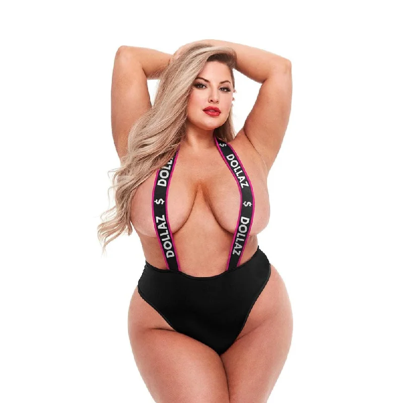 Women's Lingerie with Removable PadsDollar Logo Suspender Teddy Plus Size