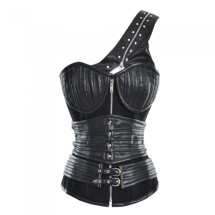 Velvet bustiers for a soft and plush feelPearce Black Gothic Corset With Shoulder Strap
