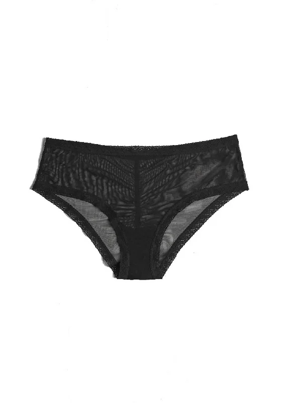 Women's Silk Lingerie SetsWomen's Mesh Lace Trim Hipster Panty In Black