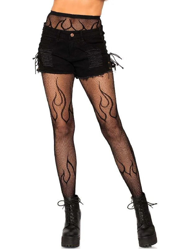Tights with Bow DetailsFlame Net Tights - One Size - Black