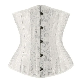 Breathable corsets for all - day wearSteel Boned White Jacquard Underbust Corset