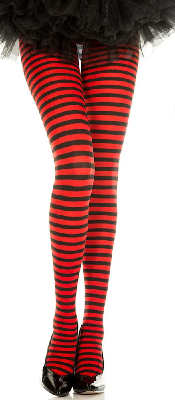 Tartan Tights for WomenStriped Tights - One Size - Black/red