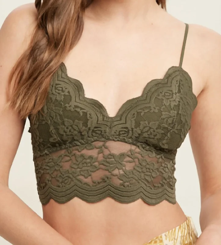 Women's Lingerie with Convertible StrapsWomen's Lingerie with Convertible StrapsWomen's polka - dot brasLovely Scalloped Lace Bralette In Olive