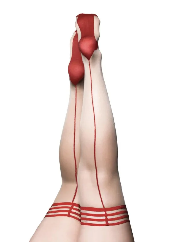 Women's Tights for Evening WearWhitney -Red Back Seam Thigh High - Size D - Nude