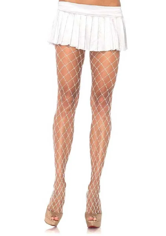 Leopard Print Tights for WomenXena Spandex Diamond Tights - One Size - White