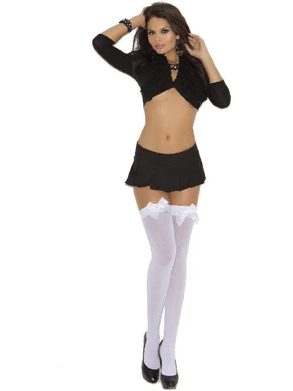 Women's Control Top TightsElegant Moments EM-1708 Opaque Thigh Hi with Satin Bow