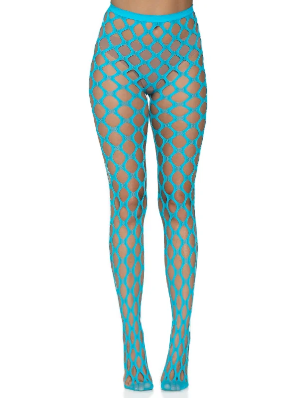 Women's Fishnet TightsJumbo Pothole Net Tights - Neon Blue - One Size