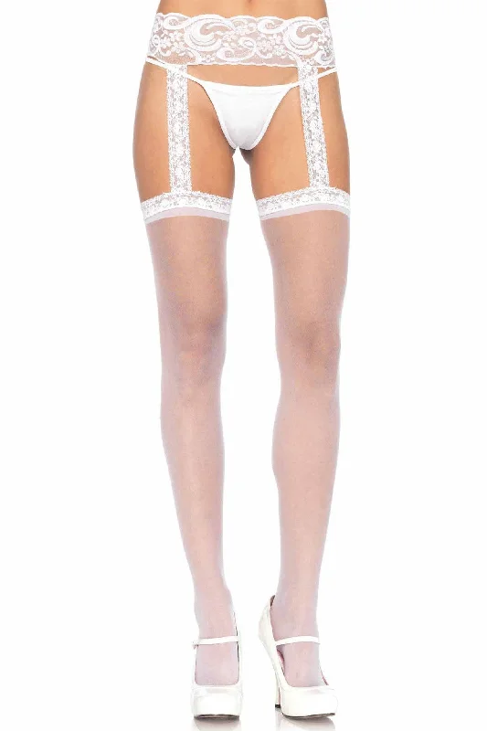 Tartan Tights for WomenSheer Thigh High Lace Garter Belt Stockings