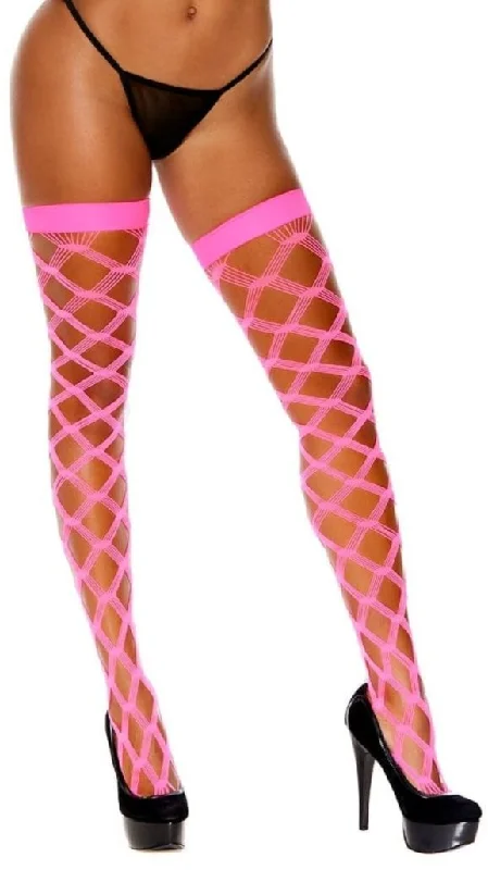 Tights for Dance PerformancesDazzle and Shine Pink Diamond Net Thigh High Stockings