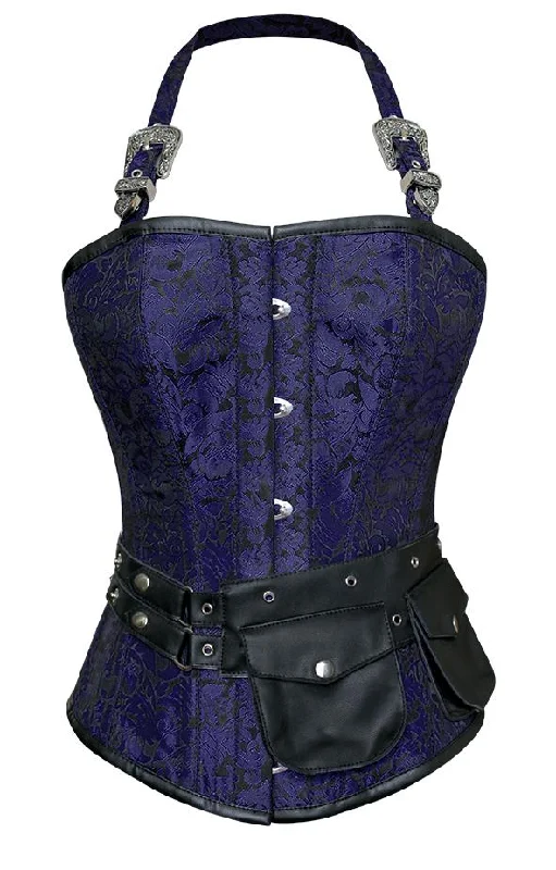 Gothic - inspired bustiers featuring dark colors and studsMbatha Blue Corset with Strap and Faux Leather Pouch Gothic - inspired bustiers featuring dark colors and studsMbatha Blue Corset with Strap and Faux Leather Pouch