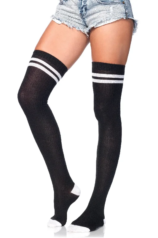 Tights with Back Seam for WomenRibbed Athletic Thigh High Stockings