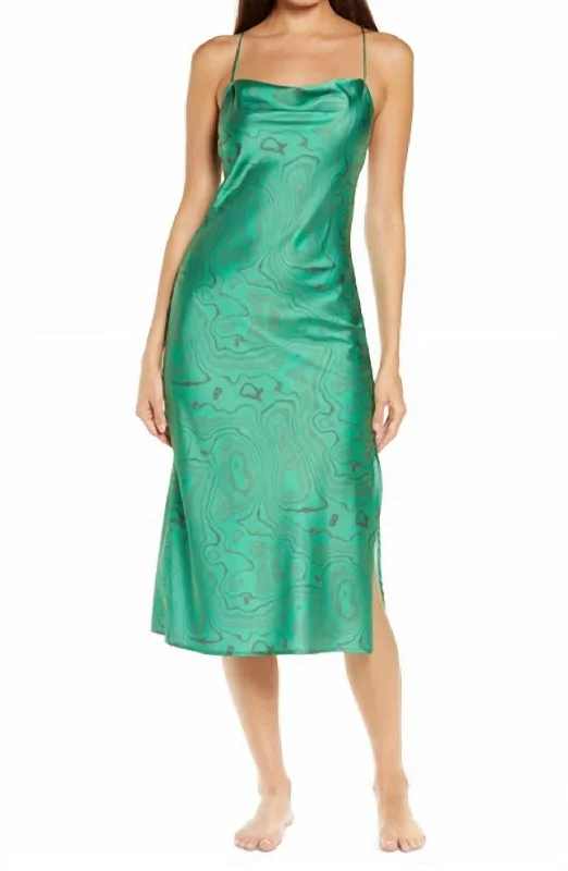 Women's High Waist Lingerie BodysuitsSatin Slip In Malachite