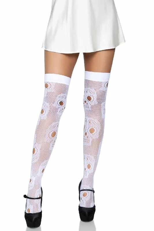 Women's Tights for RunningSugar Skull Net Thigh Highs