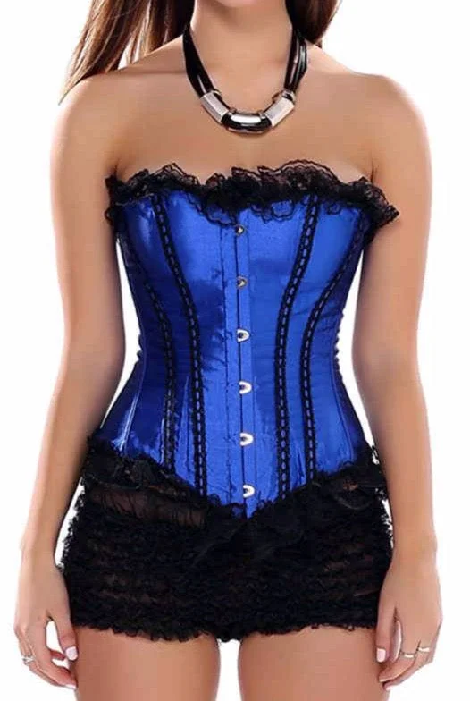 Hypoallergenic bustiers for sensitive skinBlue Lace Frill Burlesque Corset