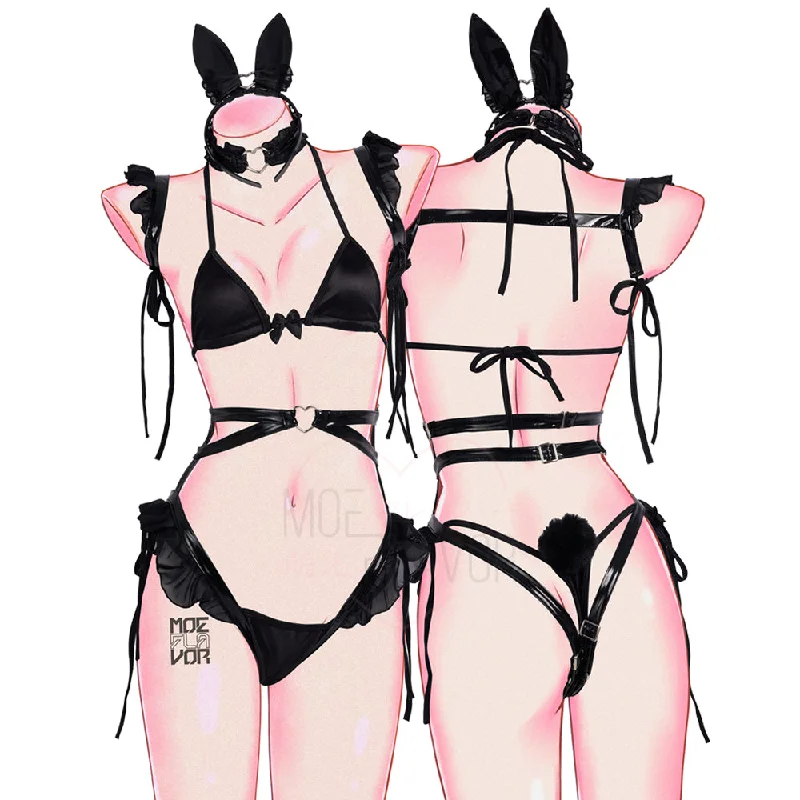 Sexy Lingerie for Women with StockingsBlack Valentine Bunny