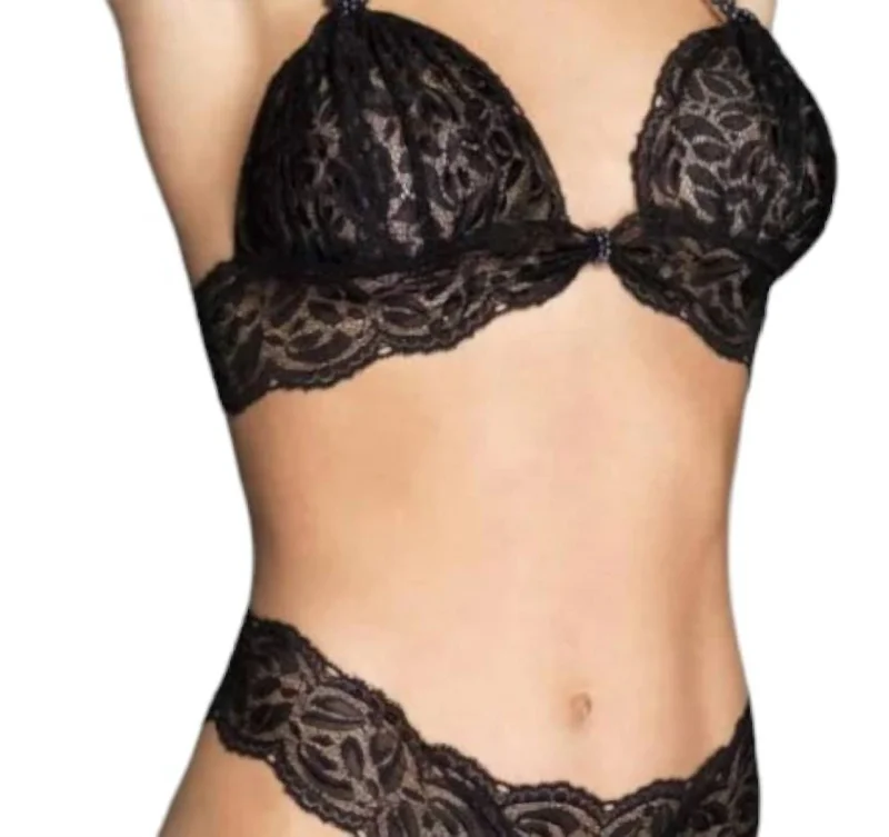 Women's Lace Push-Up BrasWomen's Lace Push-Up BrasEbony Bego's Lace And Pearl Bra In Black