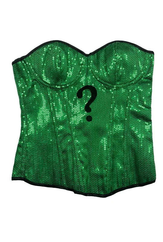 White bustiers for a pure and innocent aestheticThe Riddler Sequin Corset