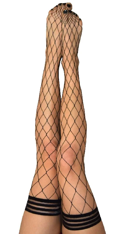 Eco-Friendly Tights for WomenMichelle - Fishnet Thigh High - Size C - Black