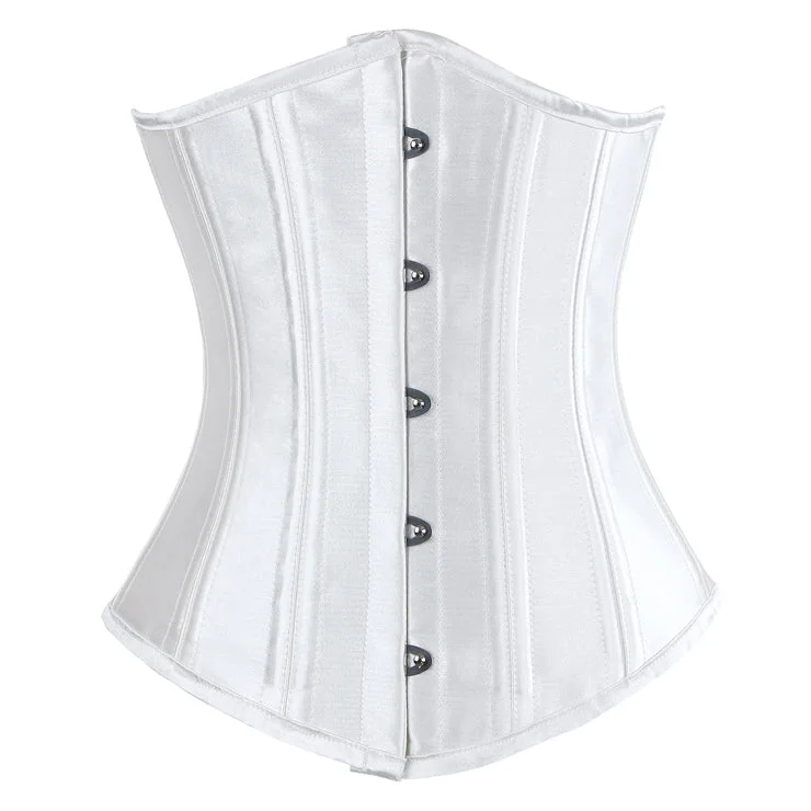 Gothic - inspired bustiers featuring dark colors and studsSteel Boned Off White Satin Underbust Corset Gothic - inspired bustiers featuring dark colors and studsSteel Boned Off White Satin Underbust Corset