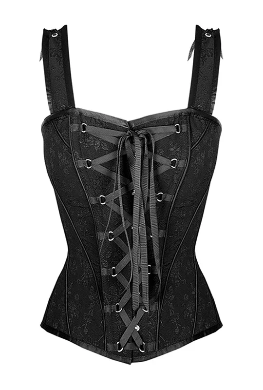 Adjustable - strap bustiers for a customized fitLace-Up Black Overbust Corset