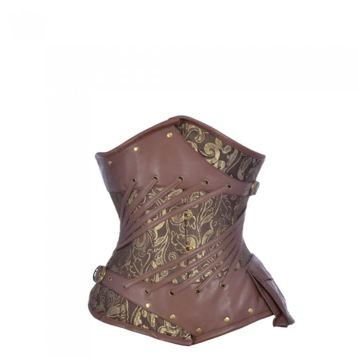 Waist - training corsets for long - term figure shapingFowler Golden Brown Steampunk Underbust Corset