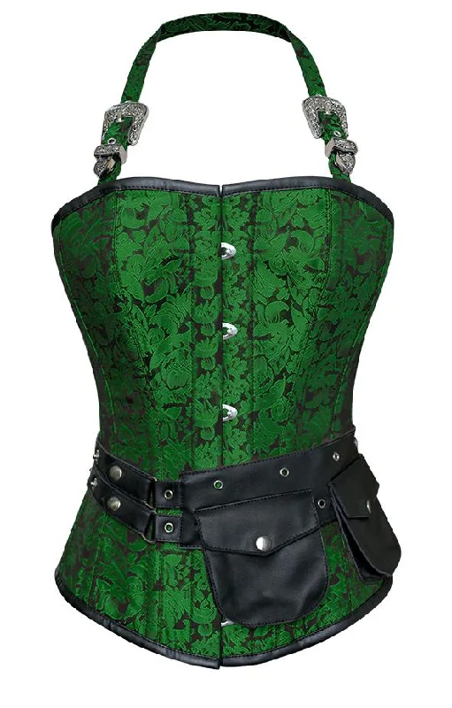 Halloween - themed corsets for a spooky costumeNaomie Green Corset with Strap and Faux Leather Pouch Halloween - themed corsets for a spooky costumeNaomie Green Corset with Strap and Faux Leather Pouch