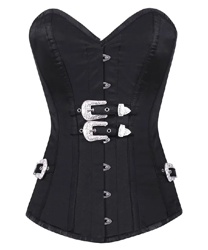 Striped corsets for a preppy and nautical vibeRuth Black Overbust Corset With Buckle Striped corsets for a preppy and nautical vibeRuth Black Overbust Corset With Buckle