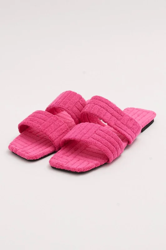 Affordable Lingerie for WomenPink Square Toe Toweling Detail Slippers