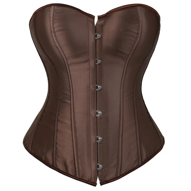 Sports - influenced bustiers with mesh panelsBrown Classic Satin Overbust Corset
