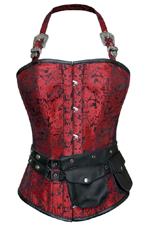 Animal - print bustiers for a wild and fierce styleZeta Red Corset with Strap and Faux Leather Pouch Animal - print bustiers for a wild and fierce styleZeta Red Corset with Strap and Faux Leather Pouch