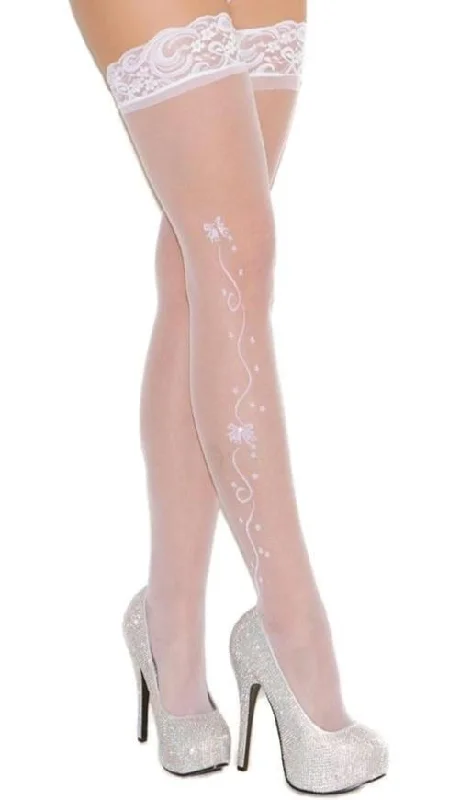 Tights with Cut-Outs for WomenBridal Wedding Bell Thigh High Stockings