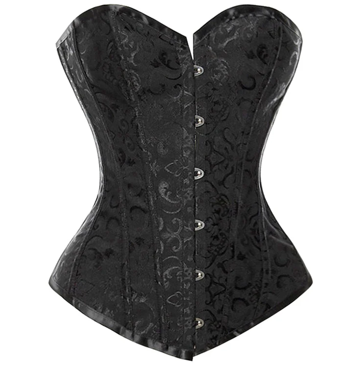 Pastel - colored corsets for a soft and feminine appealPlain Black Jacquard Overbust Corset