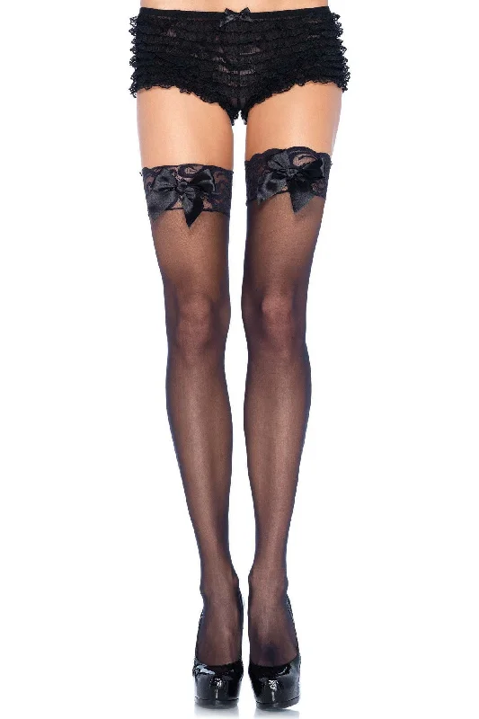 Semi-Opaque Tights for WomenThigh Hi With Satin Bow Detail