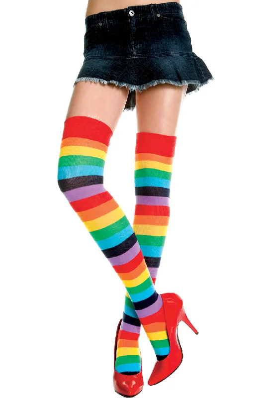 Polka Dot Tights for WomenAcrylic Rainbow Thigh Highs
