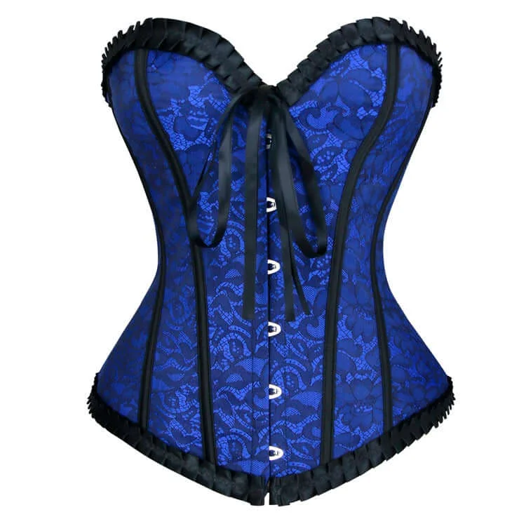 Striped corsets for a preppy and nautical vibeBlue Lace Overlay Overbust Corset