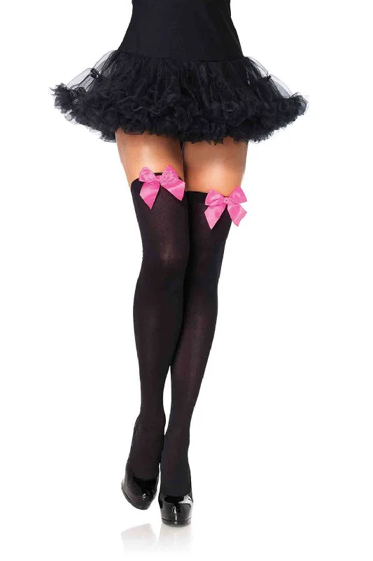 Women's Shiny TightsOpaque Bow Thigh High Stockings