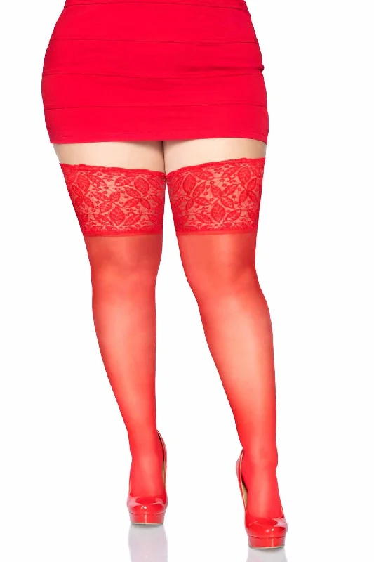 Color Block Tights for WomenPlus Size 5 In Lace Lycra Sheer Stay Up Thigh Highs