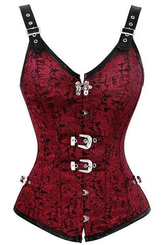 Vintage - style women's bustiers with lace and bowsConroy Red Gothic Corset With Strap