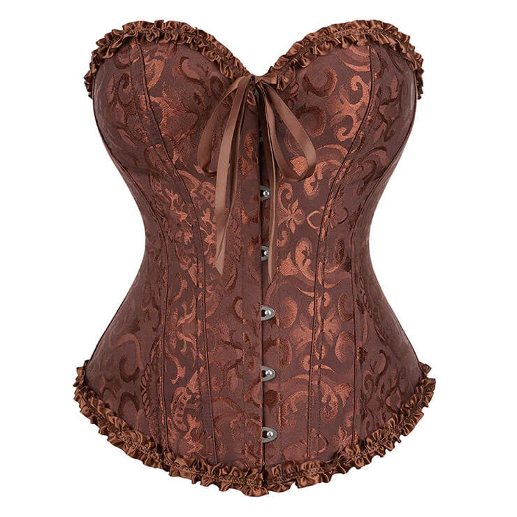 Floral - patterned corsets for a romantic and spring - like feelClassic Brown Busk Closure Corset Floral - patterned corsets for a romantic and spring - like feelClassic Brown Busk Closure Corset