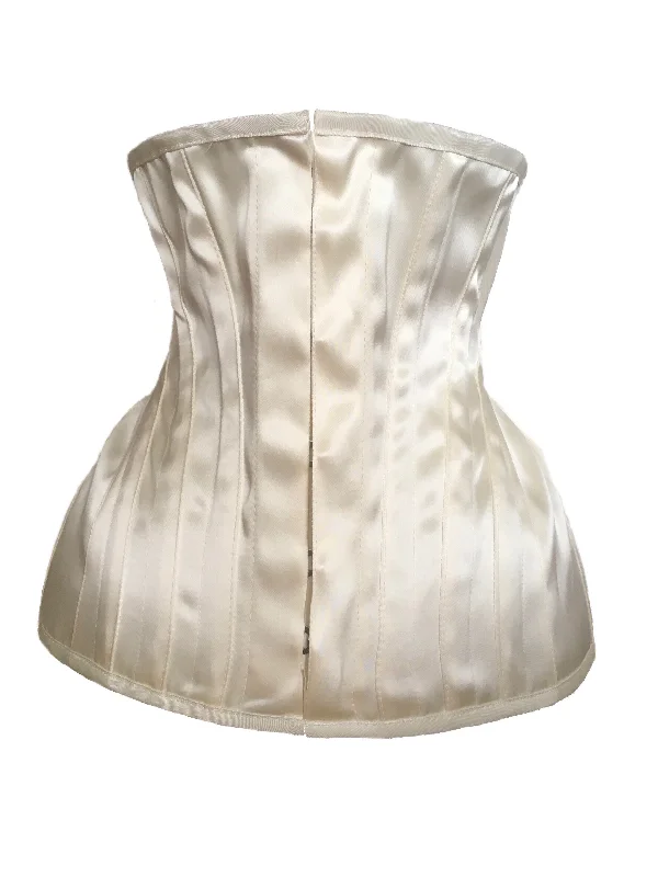 Leather bustiers for a bold and edgy lookBridal Extreme Underbust Corset in Ivory Satin Leather bustiers for a bold and edgy lookBridal Extreme Underbust Corset in Ivory Satin
