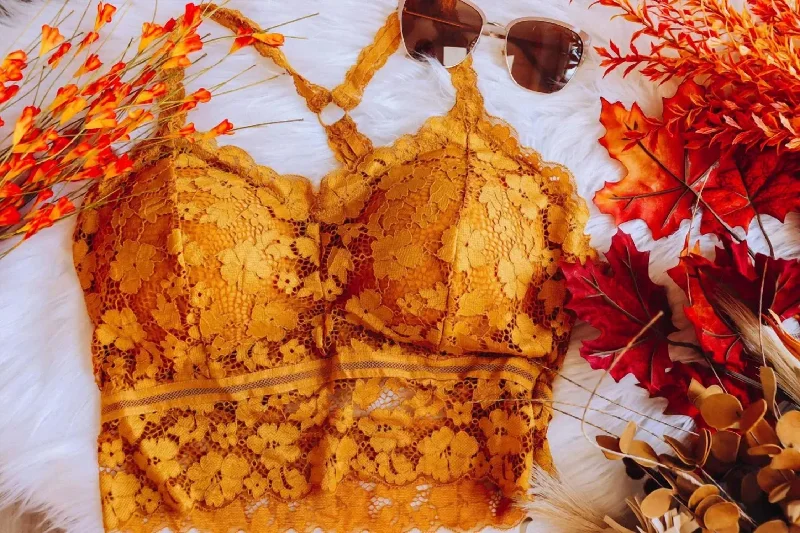 Minimalist Lingerie Styles for WomenMinimalist Lingerie Styles for WomenWomen's floral - patterned brasJuliette Crisscross Lace Bralette In Mustard