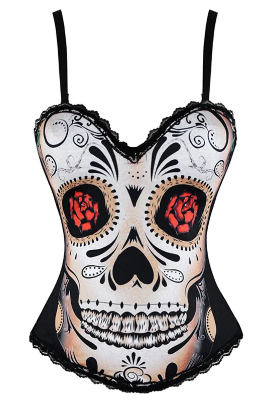 Silk bustiers for a luxurious and smooth feelDay of the dead skull corset